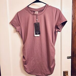 CALIA Flow Crew Neck Ruched Tee